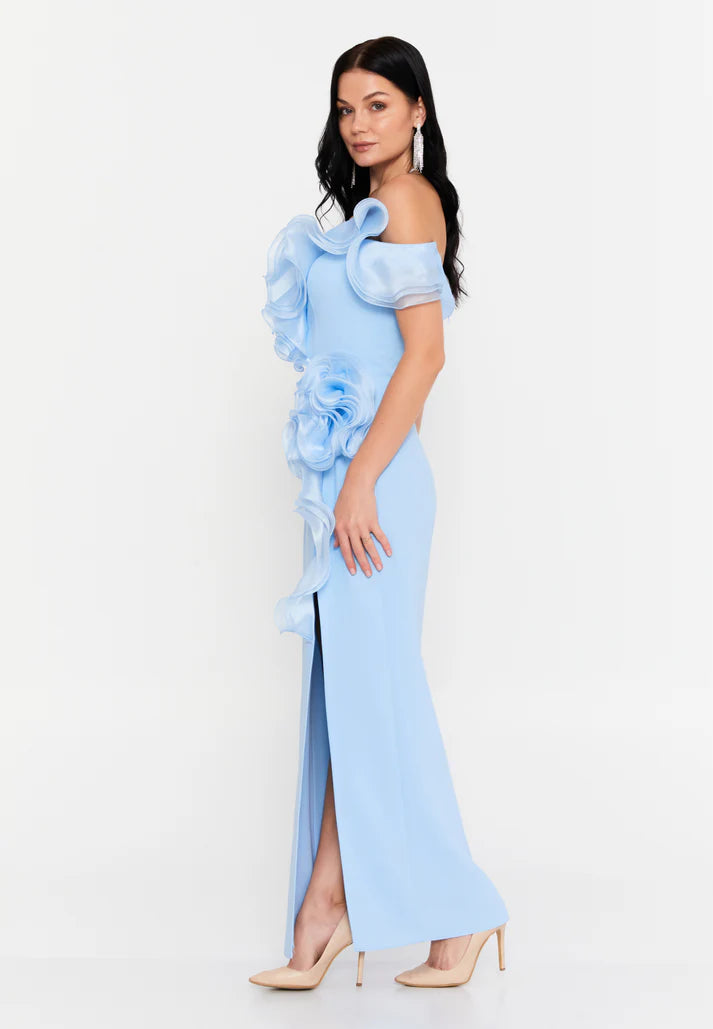 Dianna Ruffle Dress - Baby Blue