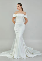 Off-Shoulder Bow Back Wedding Gown