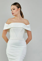 Off-Shoulder Bow Back Wedding Gown