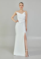 Asymmetrical Satin Wedding Dress