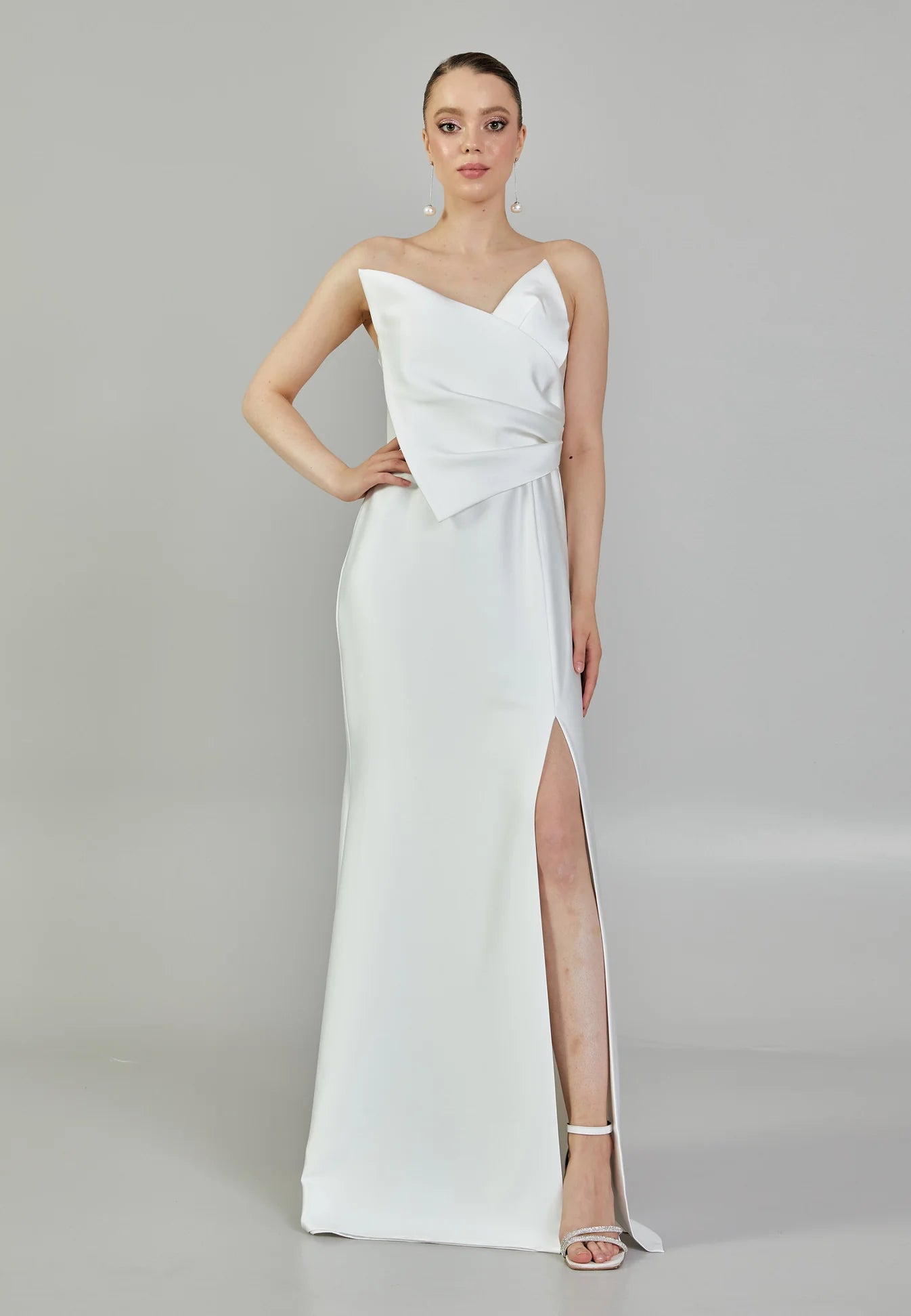 Asymmetrical Satin Wedding Dress