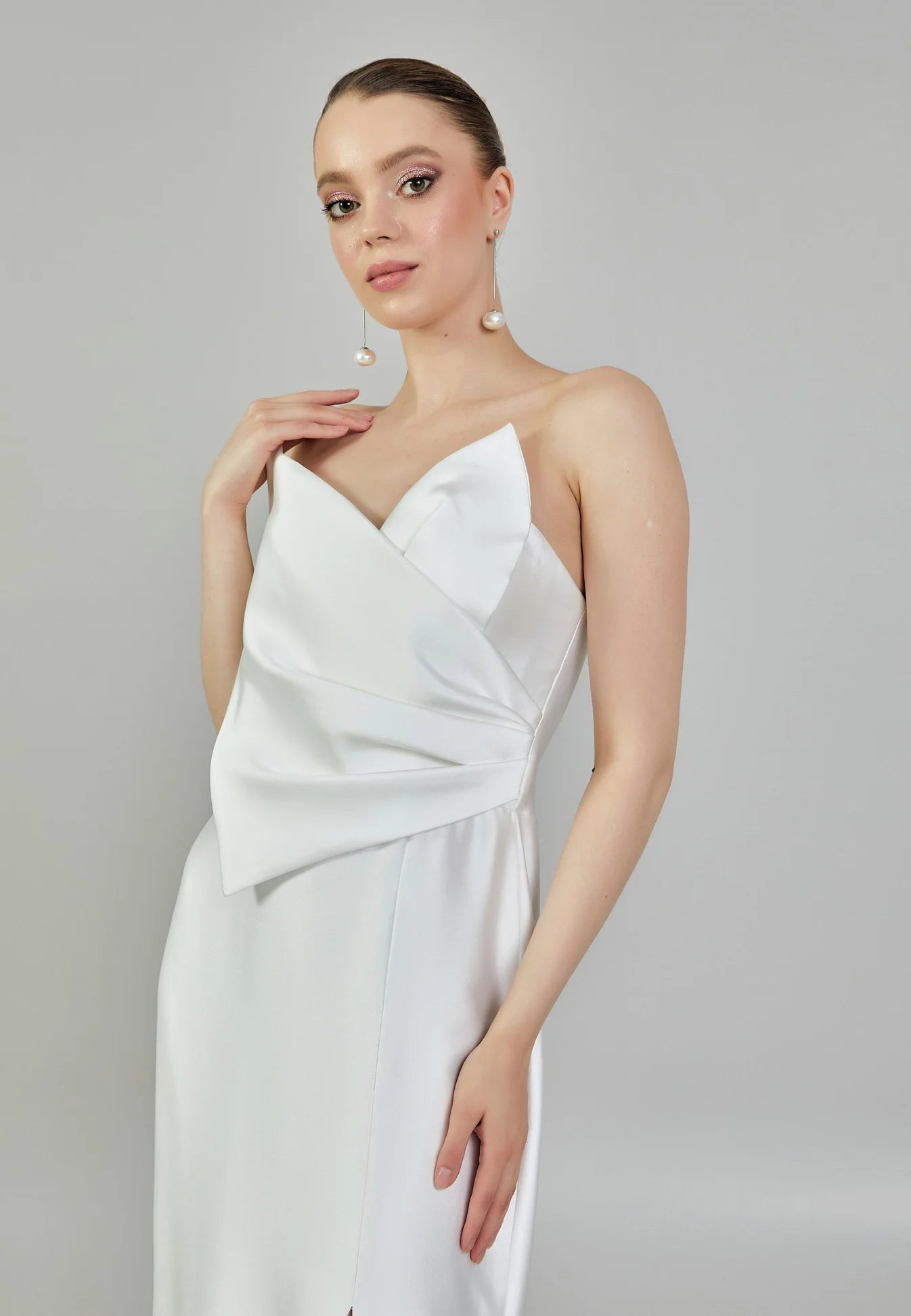 Asymmetrical Satin Wedding Dress