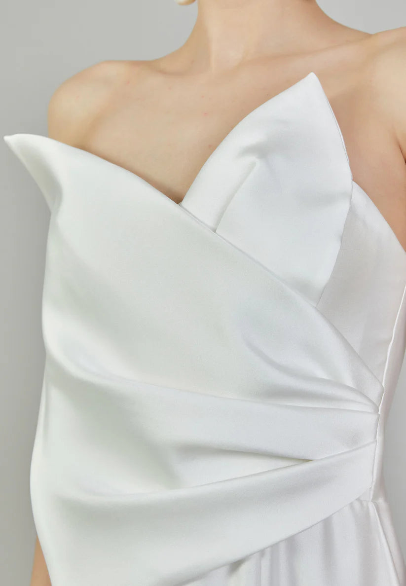 Asymmetrical Satin Wedding Dress
