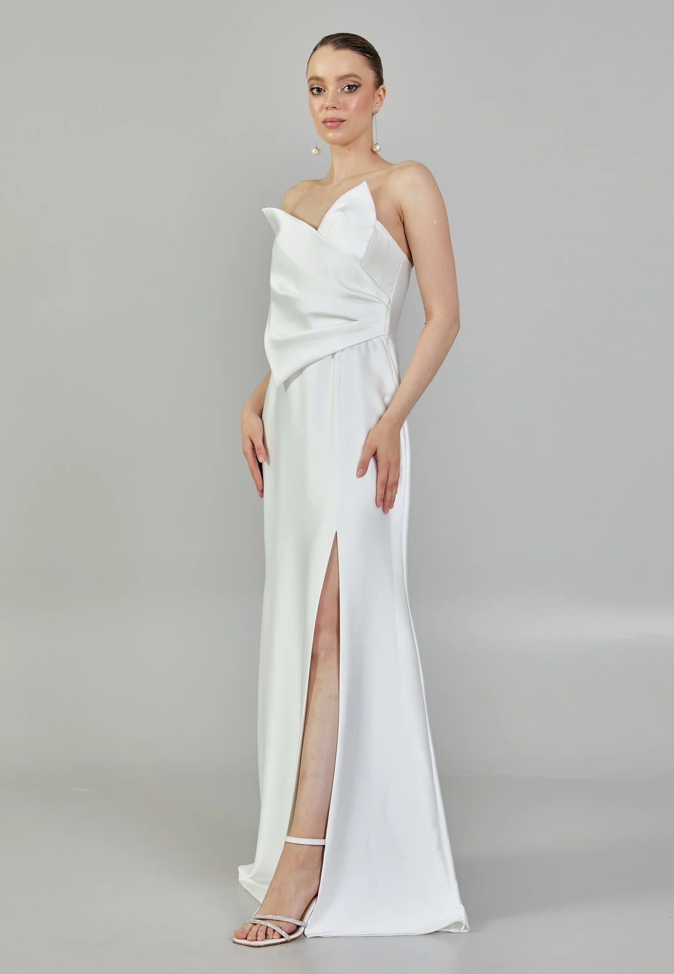 Asymmetrical Satin Wedding Dress