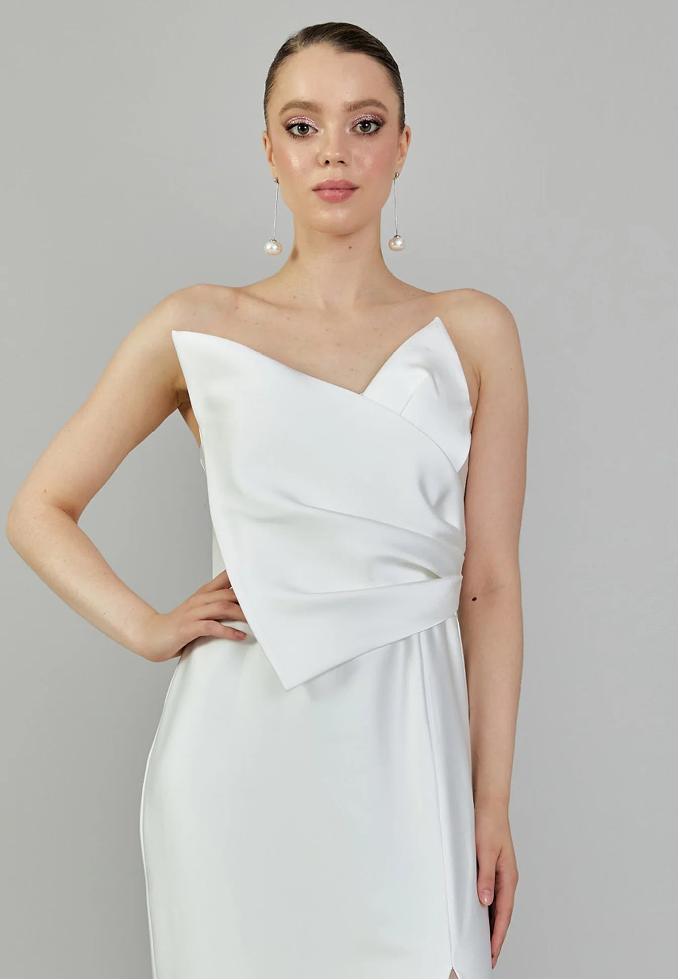 Asymmetrical Satin Wedding Dress