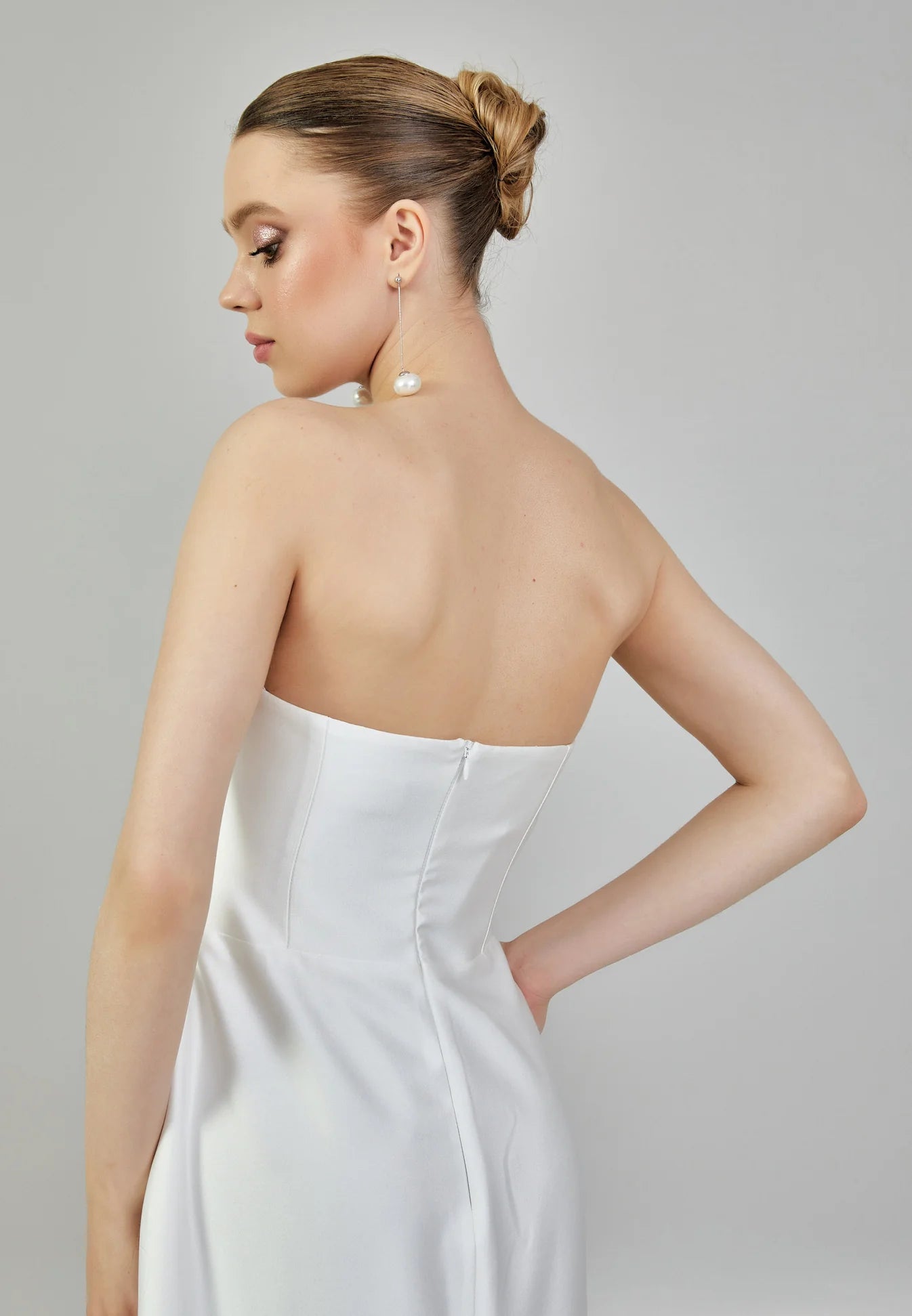 Asymmetrical Satin Wedding Dress