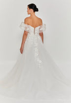 Puffy Off Shoulder Tulle Wedding Gown