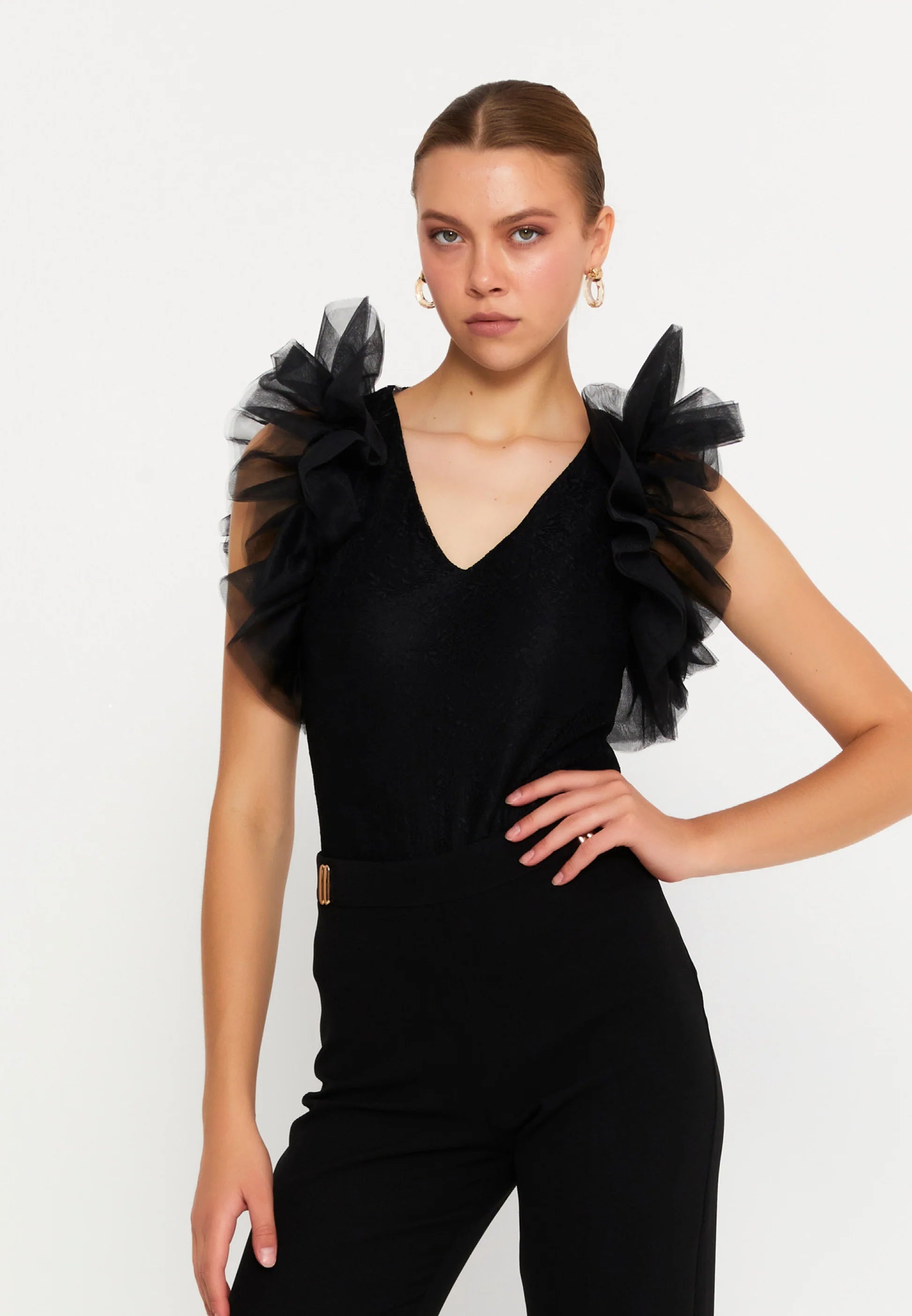 Ruffle Shoulders Top