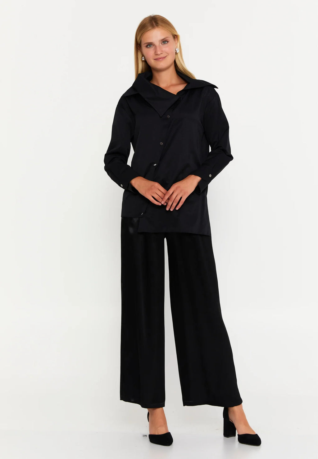 Asymmetric Long Sleeve Blouse