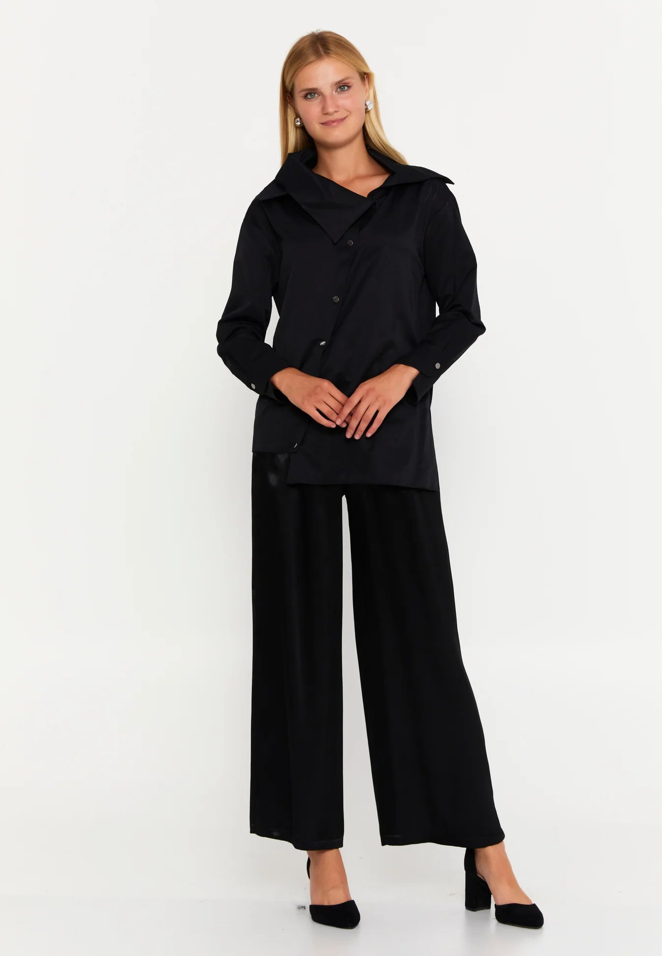 Asymmetric Long Sleeve Blouse