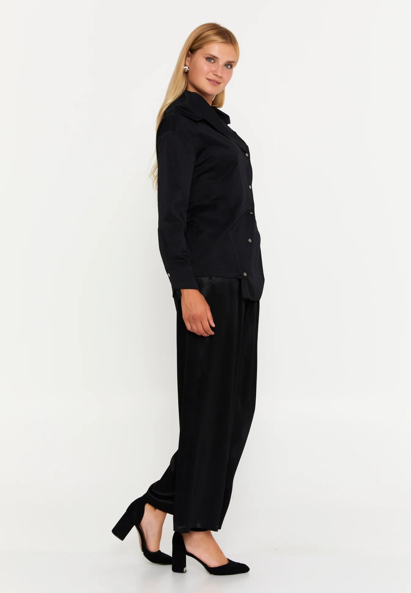 Asymmetric Long Sleeve Blouse