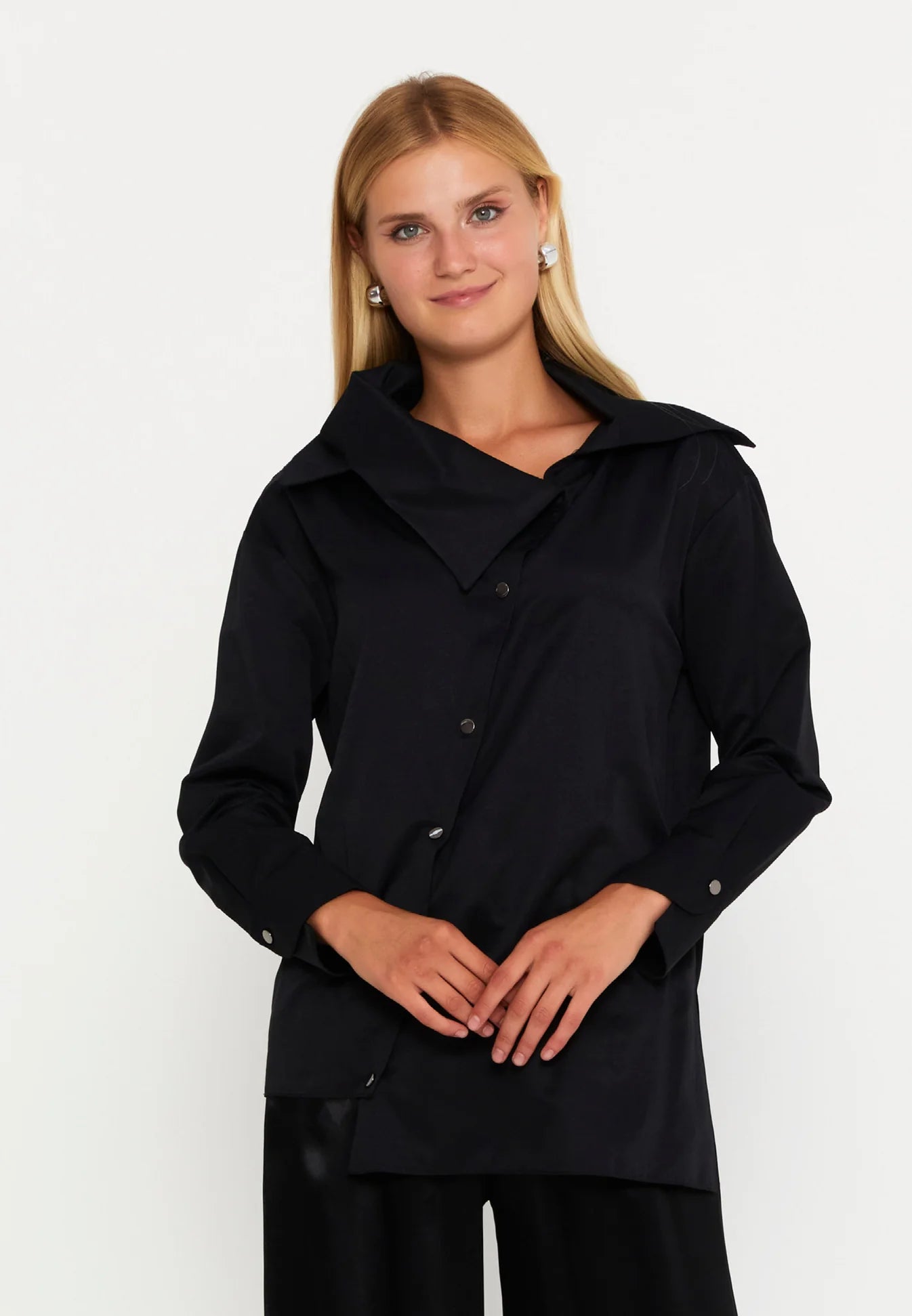 Asymmetric Long Sleeve Blouse