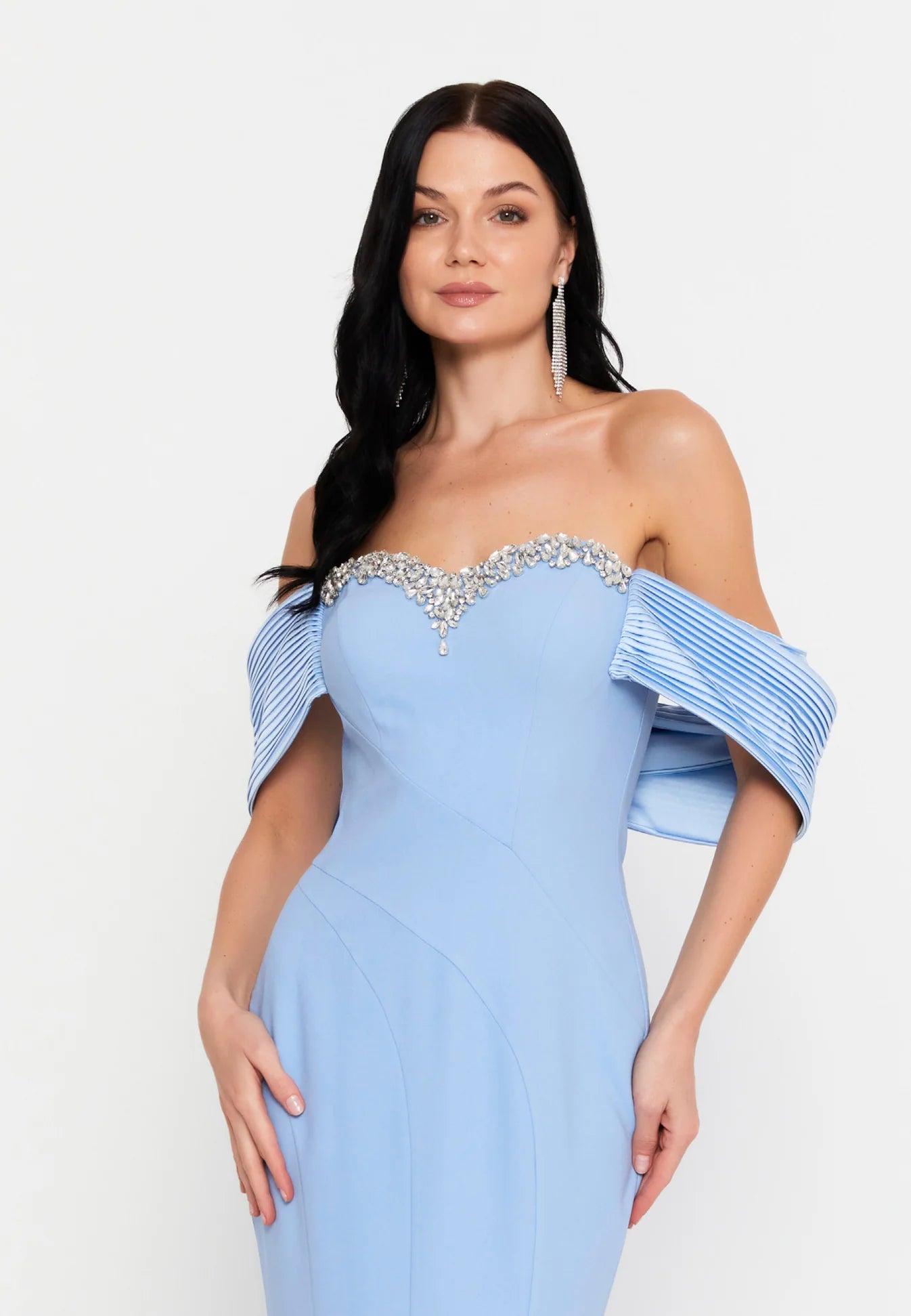 Melissa Off Shoulder Dress - Baby Blue