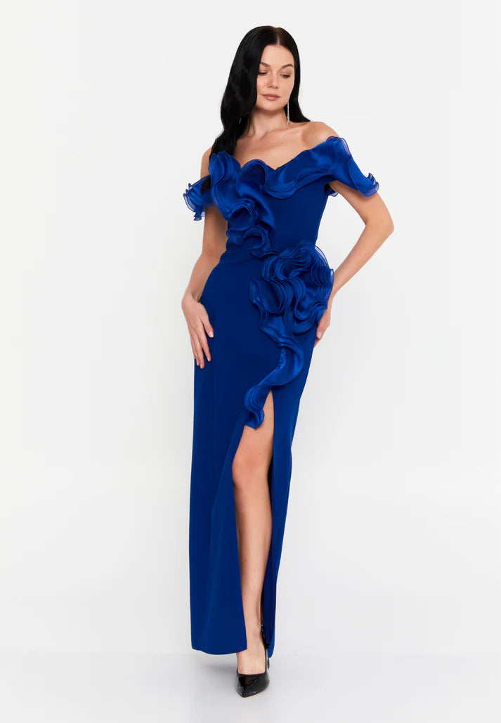 Dianna Ruffle Dress - Saxe Blue