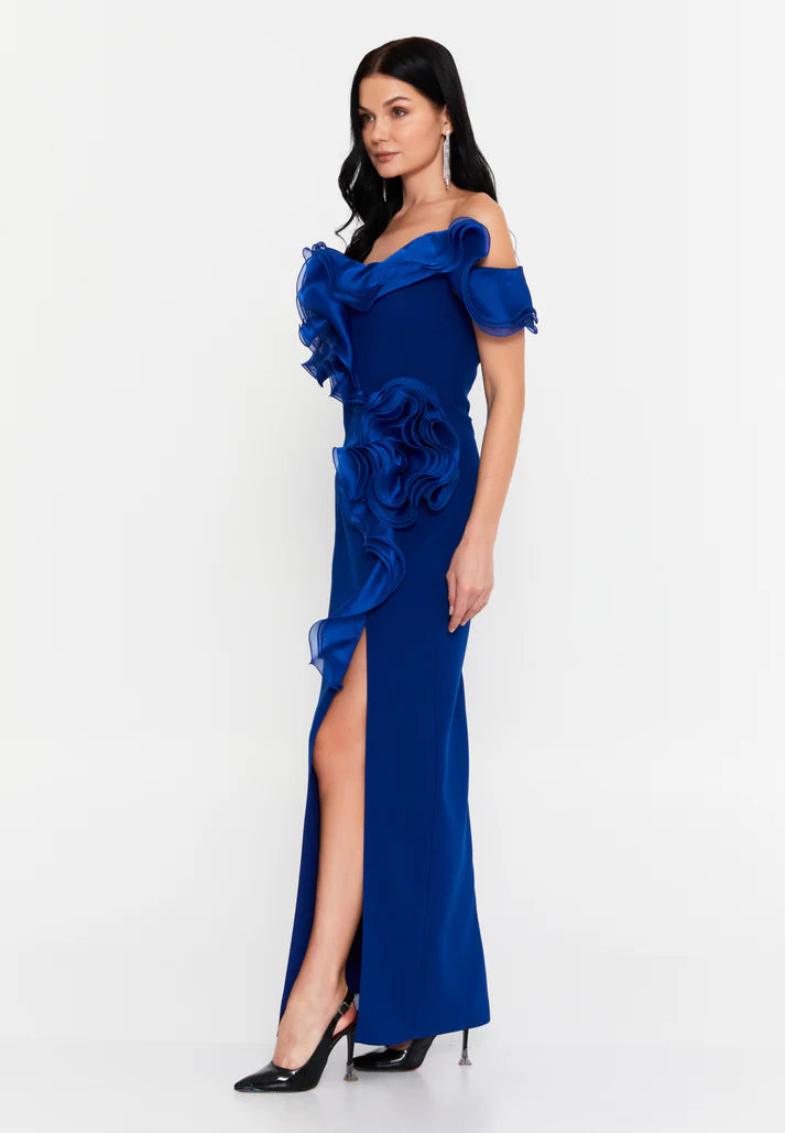 Dianna Ruffle Dress - Saxe Blue