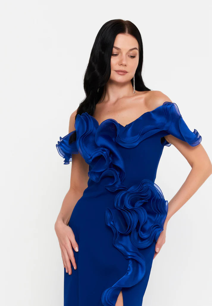 Dianna Ruffle Dress - Saxe Blue