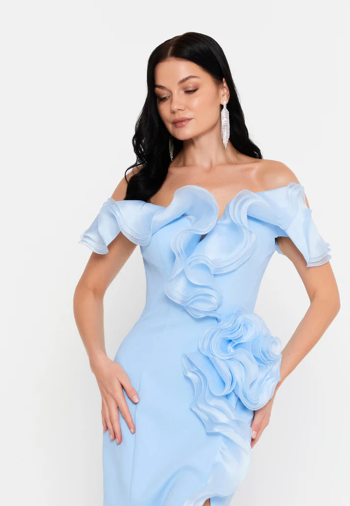 Dianna Ruffle Dress - Baby Blue